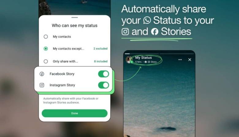 واتساب تعتزم إتاحة مشاركة الحالات عبر إنستاجرام وفيسبوك